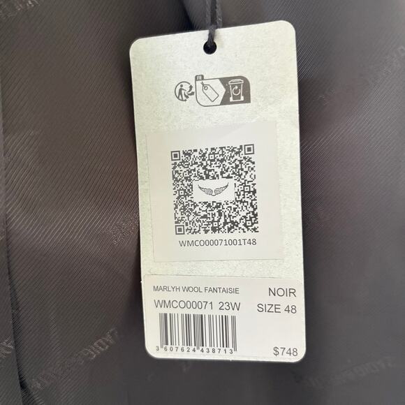 Zadig & Voltaire NWT $748 Marlyh Wool Noir Black Coat XXL Sz 48 Unisex Men Women - Picture 15 of 15